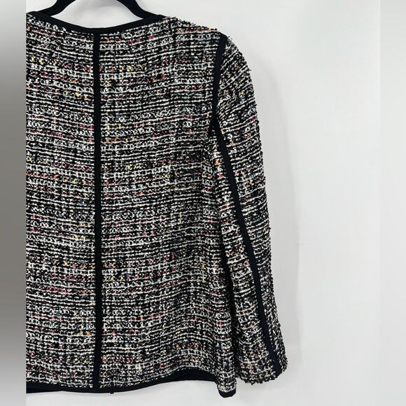 Lafayette 148 Keaton Tweed Blazer Jacket Rainbow Multicolor Pockets Black Petite - Picture 9 of 15
